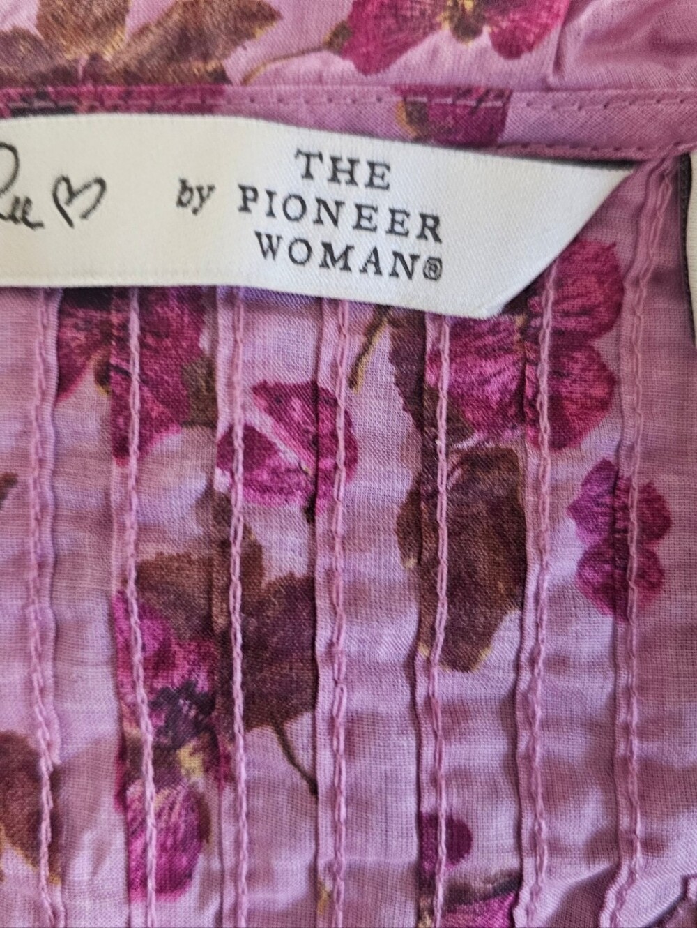 NWOT Ree by The Pioneer Woman Printed Cotton Ruffle Front Blouse Medium - Picture 7 of 8